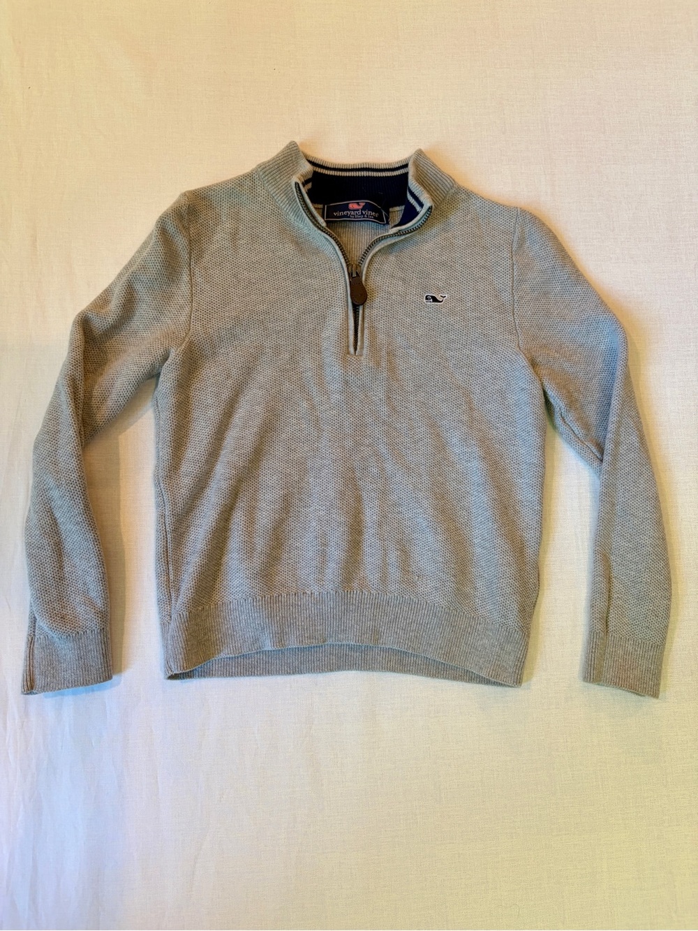 Vineyard Vines Boys Light Gray Quarter-Zip Sweater